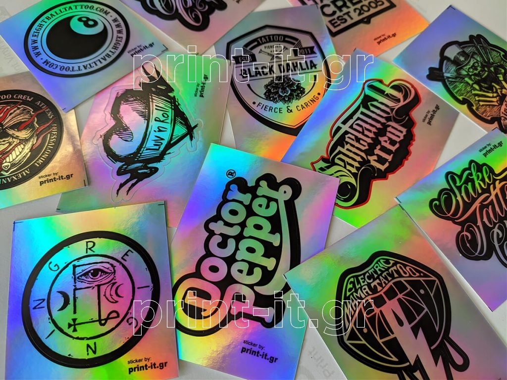 tattoo parlor studio crew τατουάζ τατουατζίδικο henna τατού rainbow shiny holographic sticker ολογραφικά αυτοκόλλητα ιριδίζοντα γυαλιστερά ανακλαστικά ολογραφική επιφάνεια ανεξίτηλη εκτύπωση μεταξοτυπίας με χάραγμα περιμετρικό